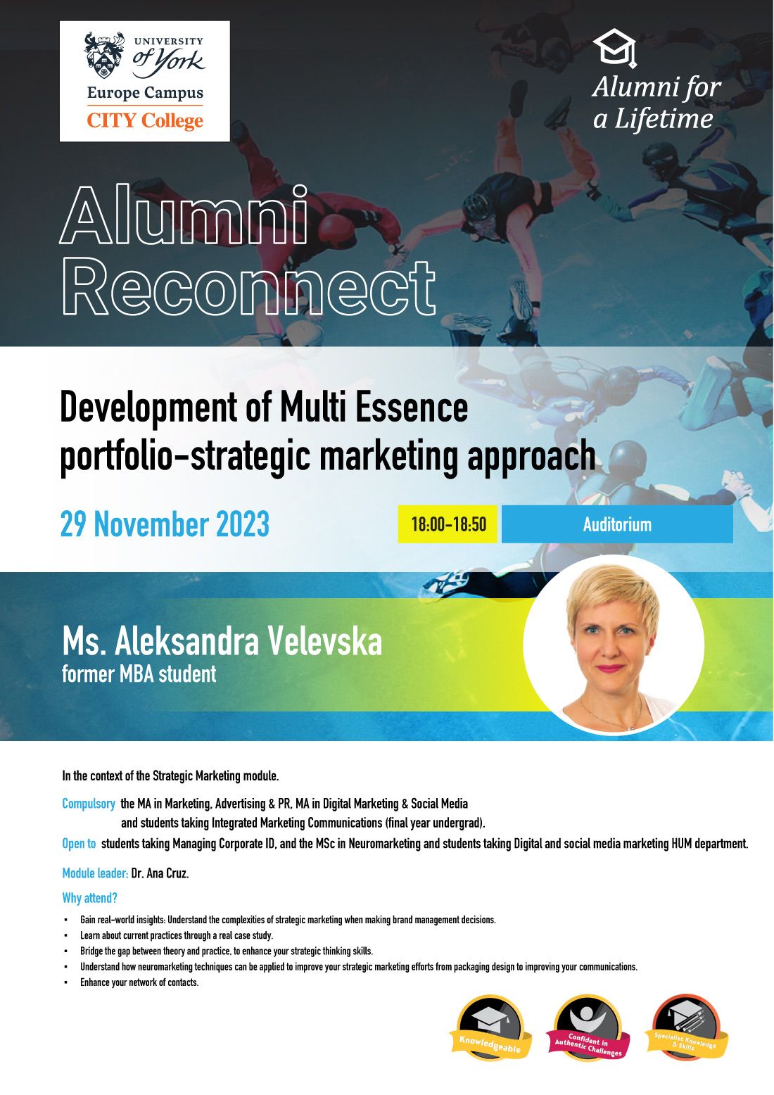 Alumni Reconnect talk by Ms Aleksandra Velevska