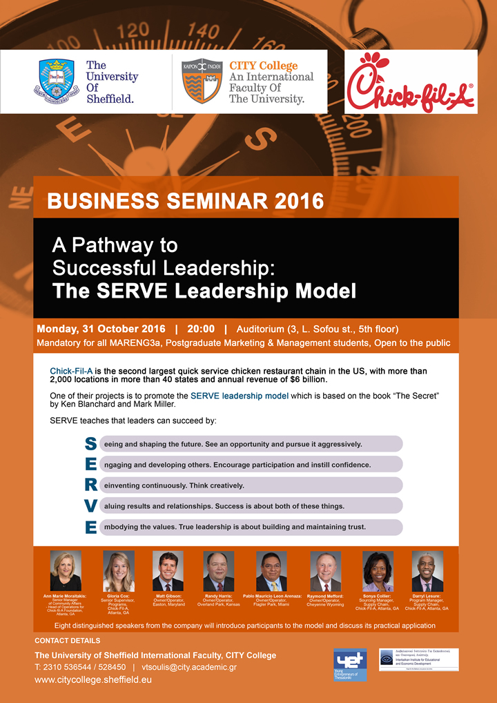 Click to view larger version "Business Seminar: The SERVE Leadership Model" at The University of Sheffield International Faculty, CITY College