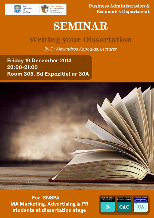 Seminar on ‘Writing your Dissertation’ by Dr Kapoulas in Bucharest