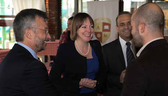 Professor Shearer West, Deputy Vice-Chancellor of the University of Sheffield and Mr Yiannis Ververidis, Principal of the International Faculty, CITY College, warmly welcomed more than 140 graduates who joined the alumni brunch